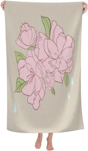 EkcoS Divided Peach Blossoms Microfiber Absorbent Bath Towel,Soft and Absorbent, Towels for Bathroom, Gym, Hotel, and Spa (32x52inches)