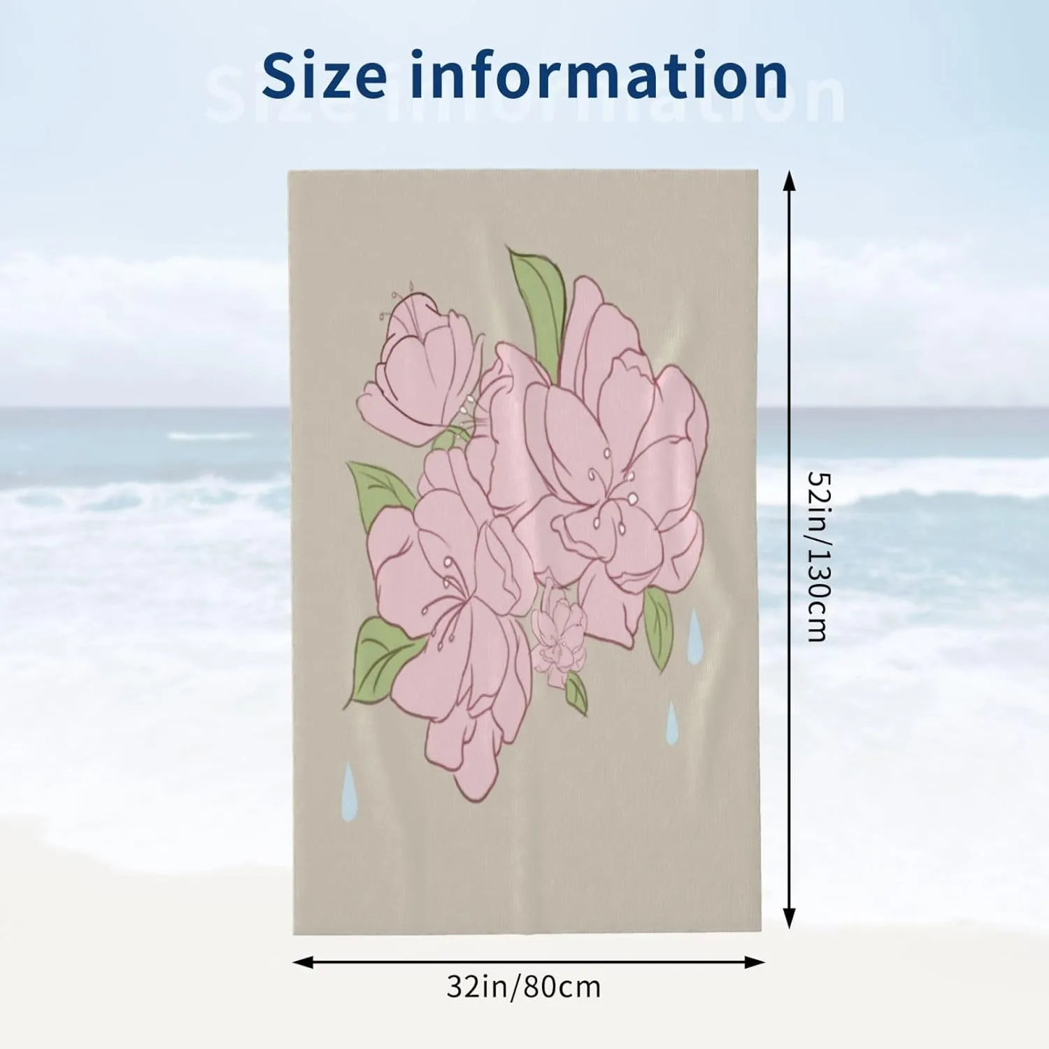 EkcoS Divided Peach Blossoms Microfiber Absorbent Bath Towel,Soft and Absorbent, Towels for Bathroom, Gym, Hotel, and Spa (32x52inches)