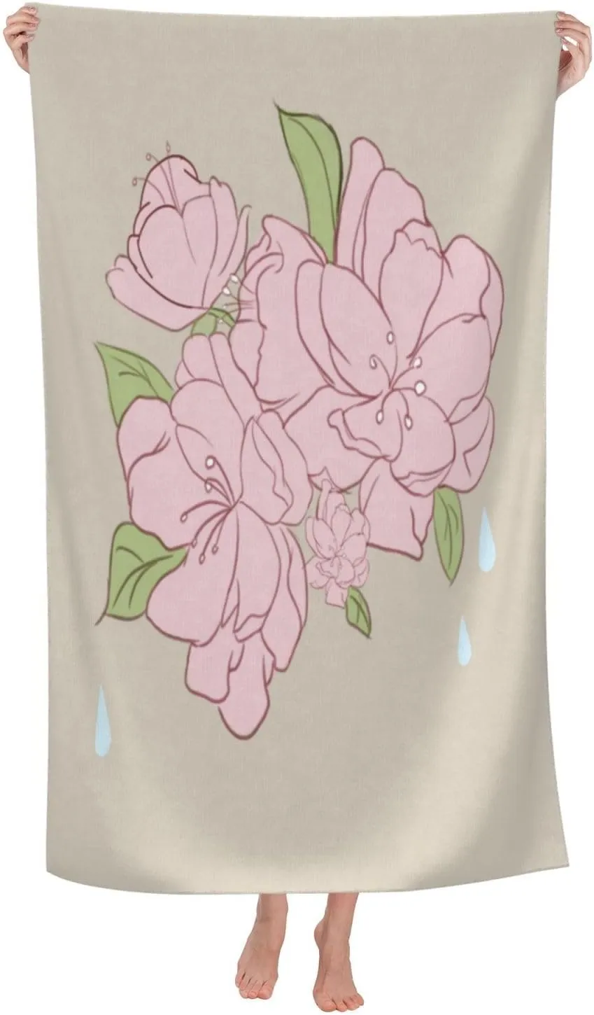 EkcoS Divided Peach Blossoms Microfiber Absorbent Bath Towel,Soft and Absorbent, Towels for Bathroom, Gym, Hotel, and Spa (32x52inches)