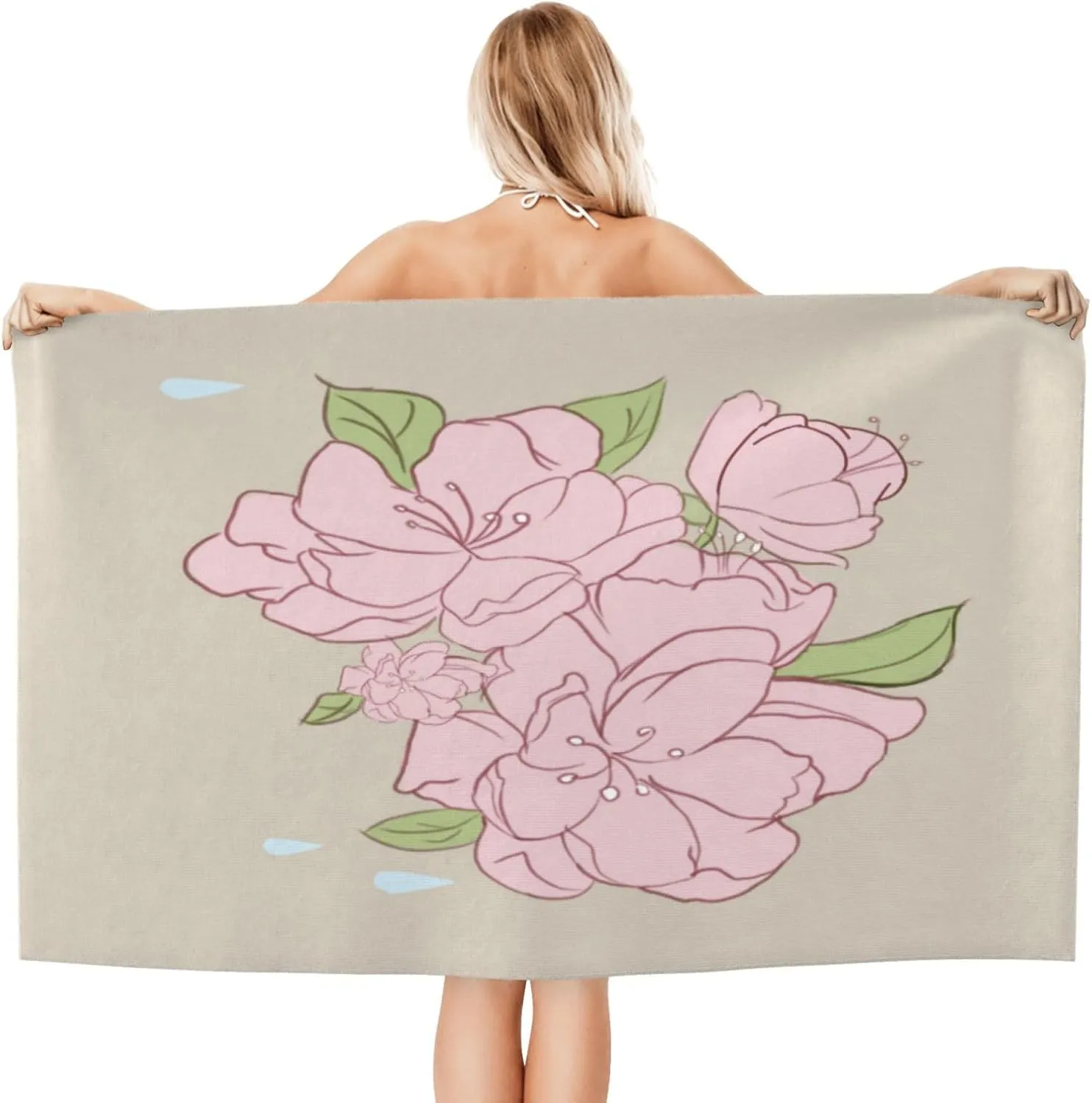 EkcoS Divided Peach Blossoms Microfiber Absorbent Bath Towel,Soft and Absorbent, Towels for Bathroom, Gym, Hotel, and Spa (32x52inches)