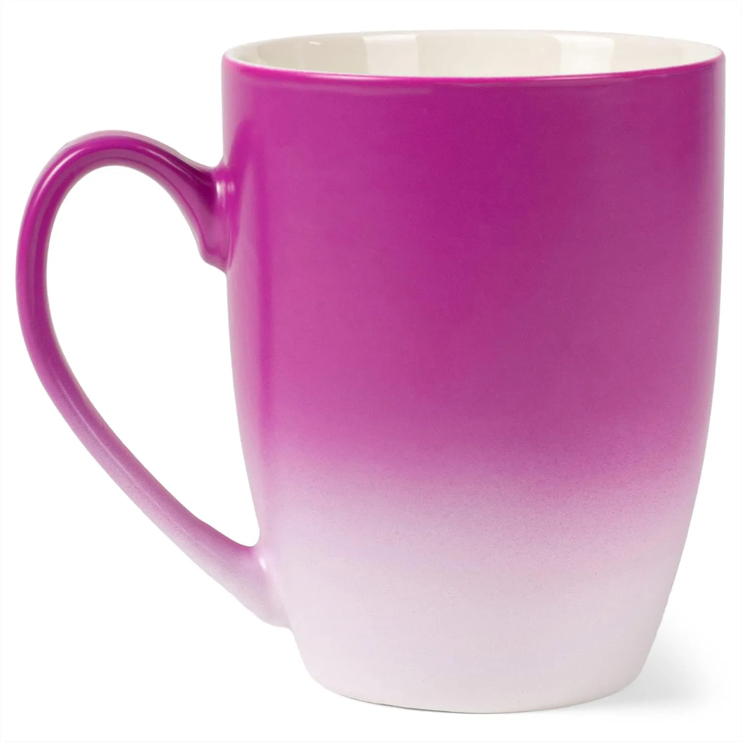 Elanze Designs Birds and Branches Two Toned Ombre Matte Pink and White 12 ounce Ceramic Stoneware Coffee Cup Mug