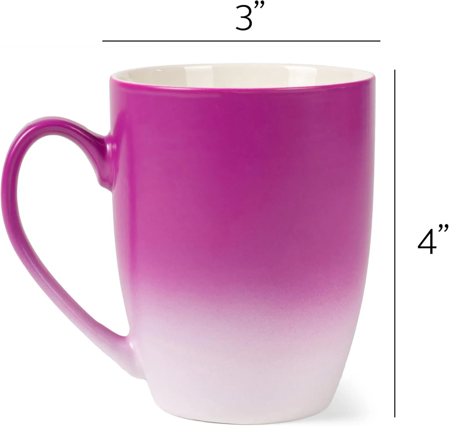 Elanze Designs Birds and Branches Two Toned Ombre Matte Pink and White 12 ounce Ceramic Stoneware Coffee Cup Mug