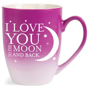 Elanze Designs Love You To The Moon And Back Two Toned Ombre Matte Pink and White 12 ounce Ceramic Stoneware Coffee Cup Mug