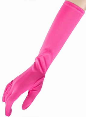 Elbow Length Matte Pink Costume Gloves