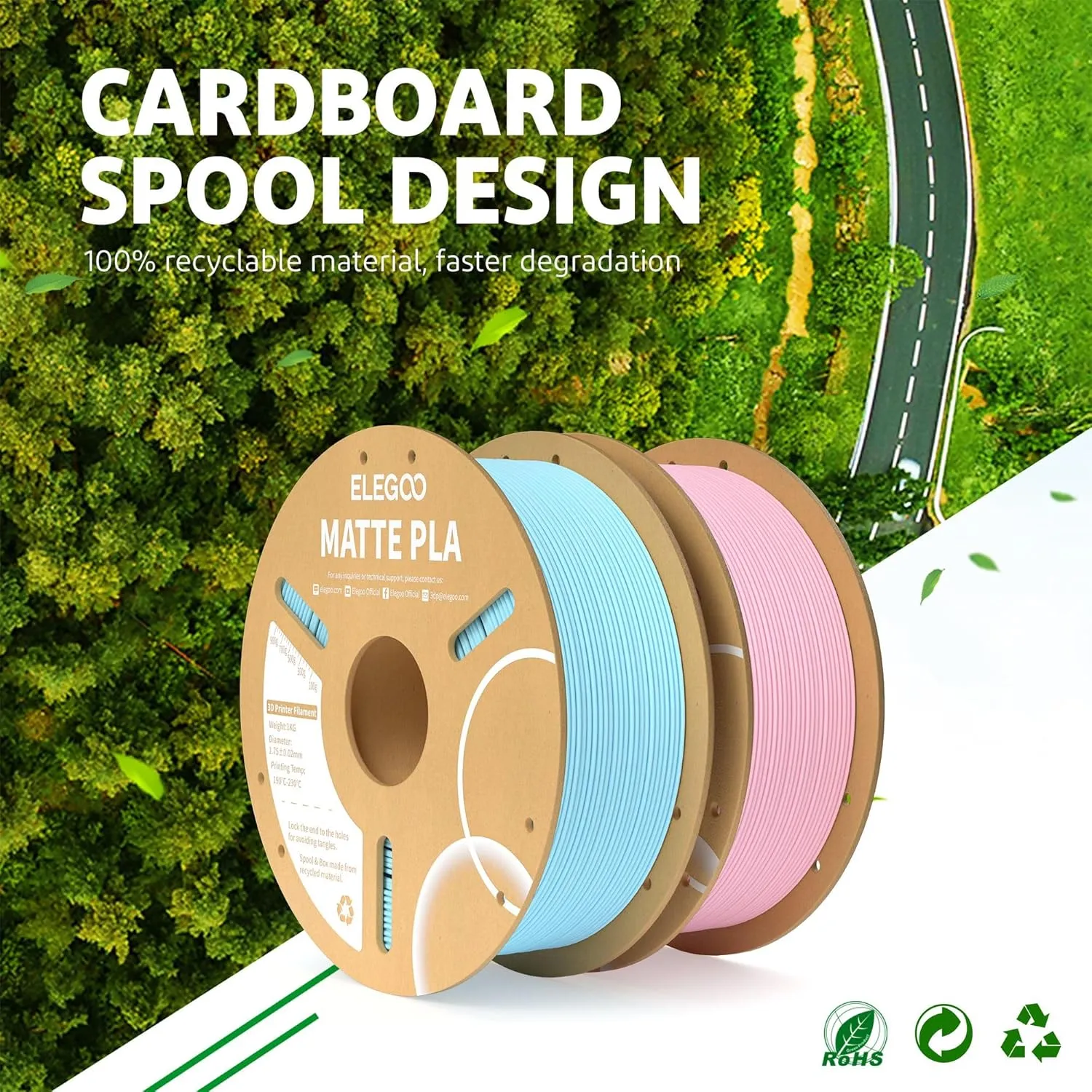 ELEGOO Matte PLA Filament Sakura Pink 1KG, 1.75mm 3D Printer Filament Dimensional Accuracy  /- 0.02mm, 1kg Carboard Spool (2.2lbs) for Most FDM 3D Printers