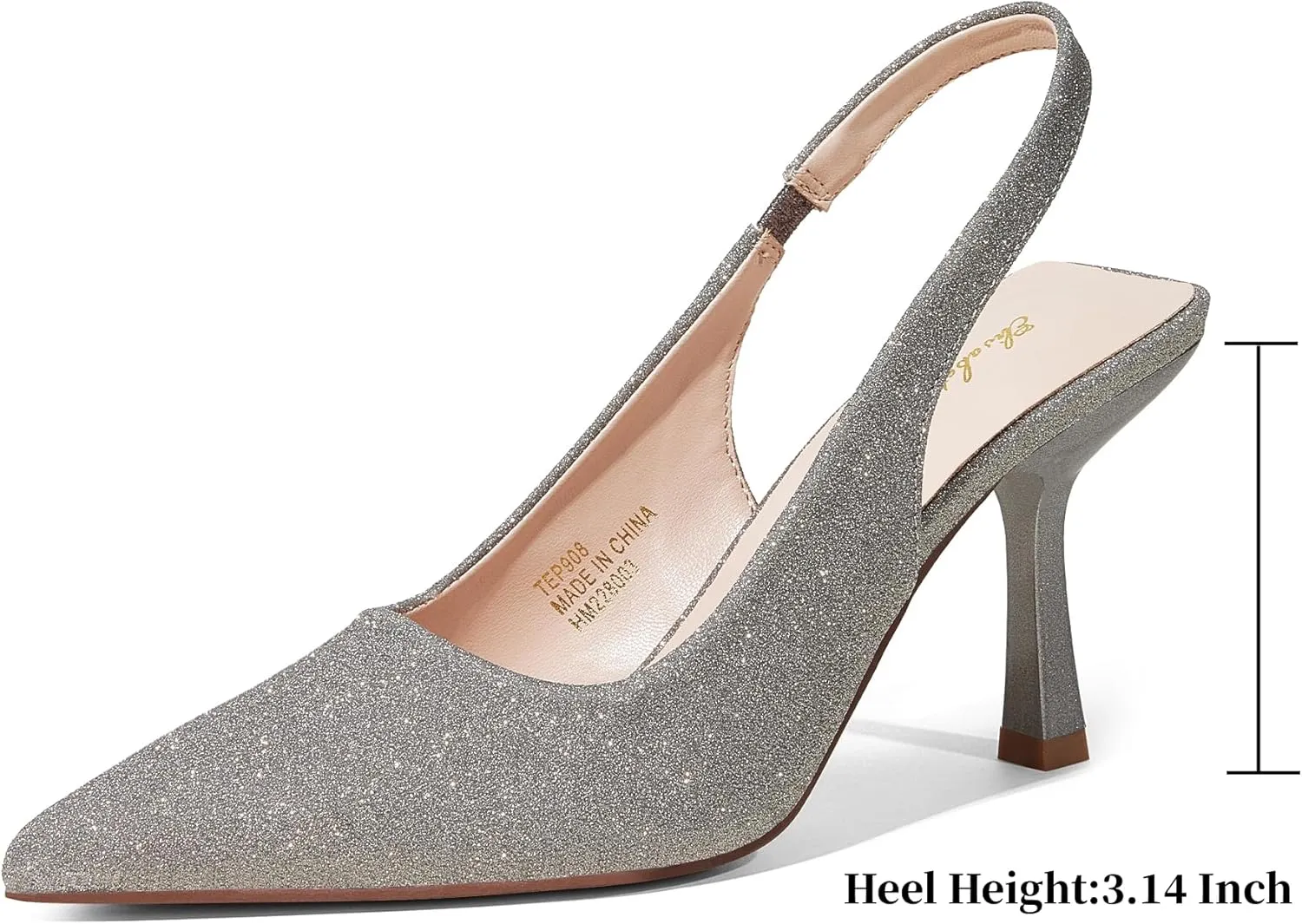 Elisabet Tang 3.14 in Trendy Slingback Stiletto Pumps for Women - Sexy Slip on Pointed Closed Toe mid High Heels Daily Party Office