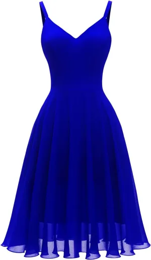 Ellames Women's 2024 Summer Dress Spaghetti Strap Cocktail Swing Beach Dresses V Neck Sundress