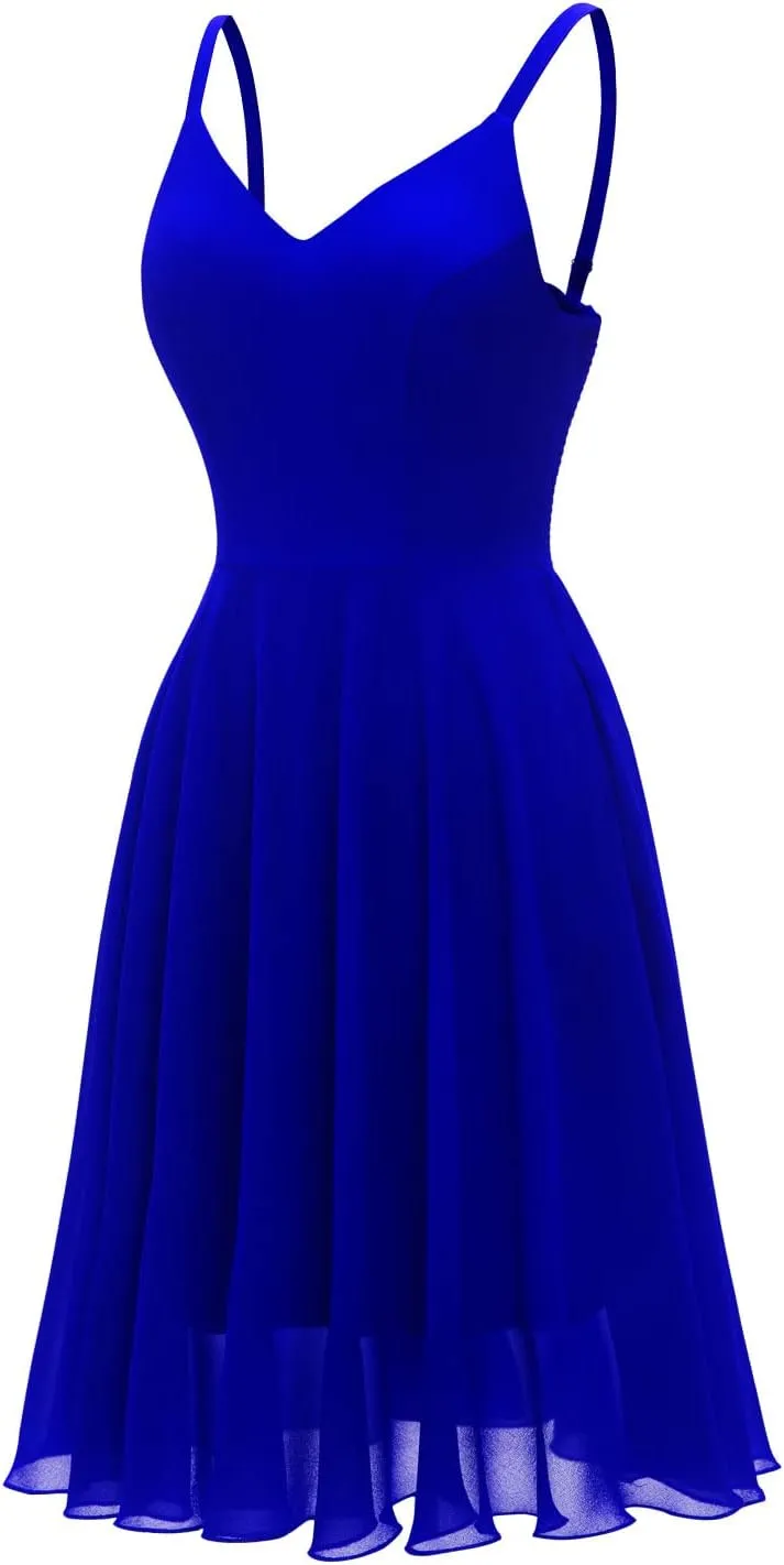 Ellames Women's 2024 Summer Dress Spaghetti Strap Cocktail Swing Beach Dresses V Neck Sundress