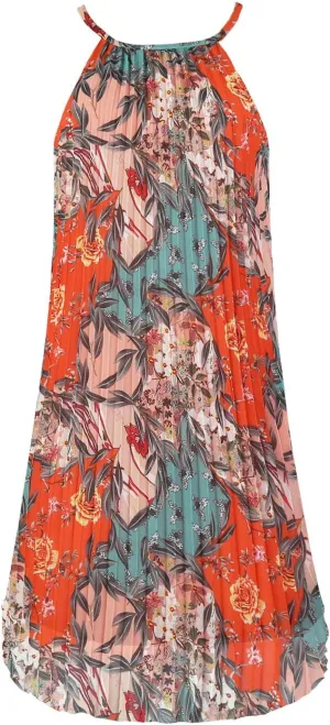 Ellames Women's 2024 Summer Spaghetti Strap Pleated Casual Swing Dress with Belt