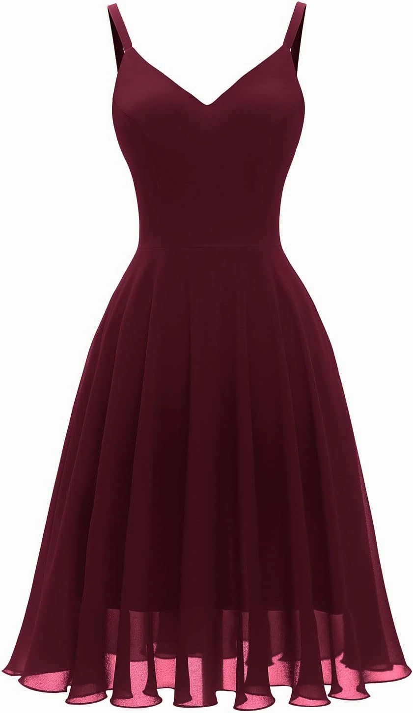 Ellames Women's 2024 Summer Dress Spaghetti Strap Cocktail Swing Beach Dresses V Neck Sundress