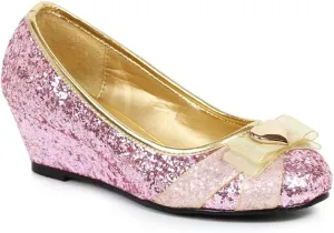 Ellie Shoes 1 Inch Heel Children's Glitter Princess Shoe with Heart (Pink Glitter;Medium)