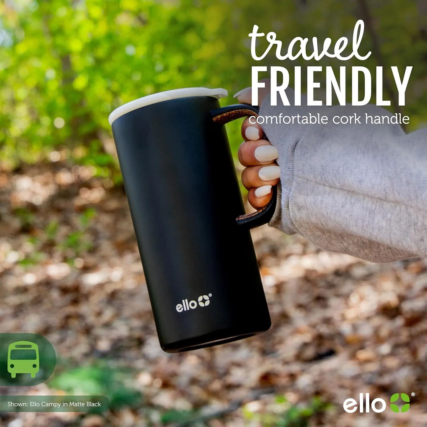 Ello Campy Vacuum Insulated Travel Mug with Leak-Proof Slider Lid and Comfy Carry Handle, Perfect for Coffee or Tea, BPA Free, Georgia Peach, 18oz