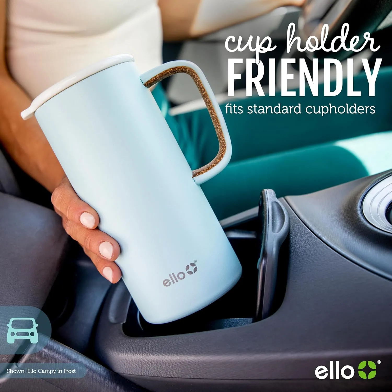 Ello Campy Vacuum Insulated Travel Mug with Leak-Proof Slider Lid and Comfy Carry Handle, Perfect for Coffee or Tea, BPA Free, Georgia Peach, 18oz