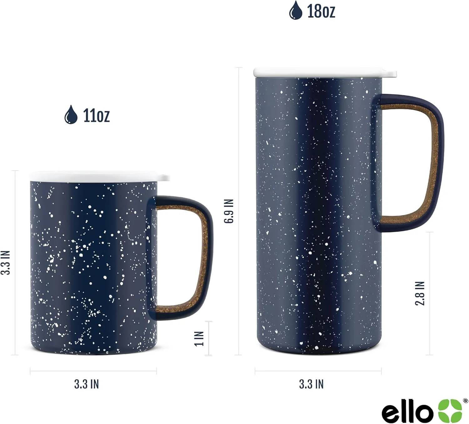 Ello Campy Vacuum Insulated Travel Mug with Leak-Proof Slider Lid and Comfy Carry Handle, Perfect for Coffee or Tea, BPA Free, Georgia Peach, 18oz