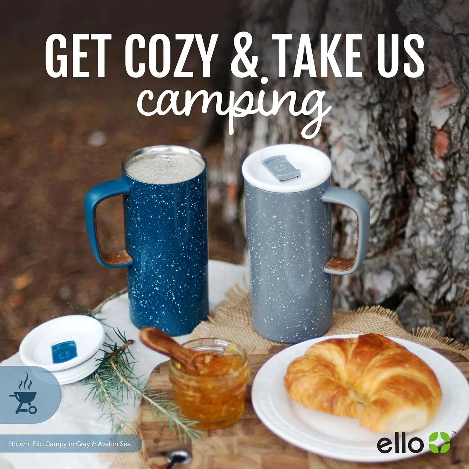 Ello Campy Vacuum Insulated Travel Mug with Leak-Proof Slider Lid and Comfy Carry Handle, Perfect for Coffee or Tea, BPA Free, Georgia Peach, 18oz