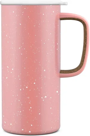 Ello Campy Vacuum Insulated Travel Mug with Leak-Proof Slider Lid and Comfy Carry Handle, Perfect for Coffee or Tea, BPA Free, Georgia Peach, 18oz