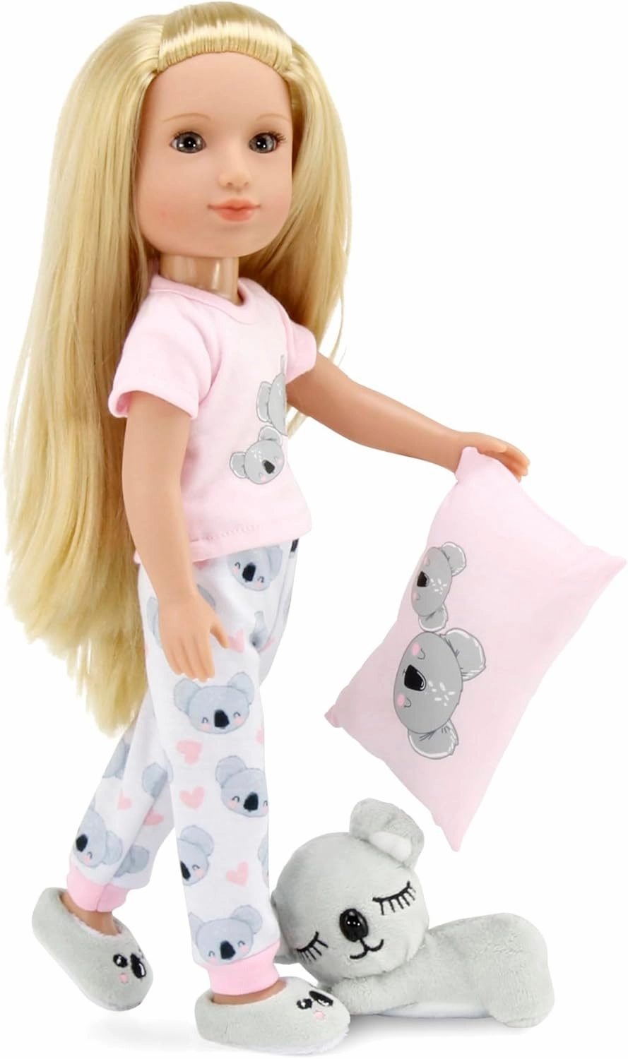 Emily Rose 14 Inch Doll Clothes PJ Pajamas Sleepover Pajama Gift Set with Slippers, Koala Toy Companion and Pillow Accessory! | Doll NOT Included | USA Business