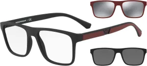 Emporio Armani Men's Ea4115f Low Bridge Fit Prescription Eyewear Frames with Two Interchangeable Sun Clip-ons Rectangular