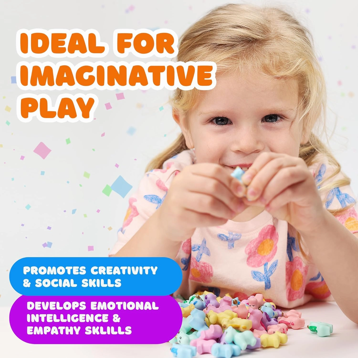 Entervending Little Unicorn Toy Set - 50 Pcs Unicorn Figures - Party Favors & Cake Toppers - Easter Gifts for Kids