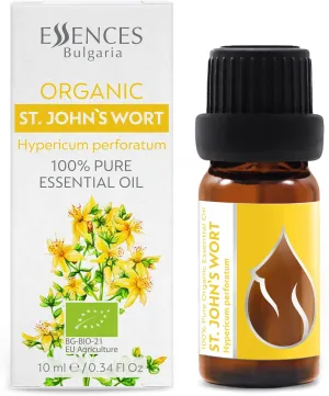 Essences Bulgaria Organic St. John's Wort Essential Oil 1/3 Fl Oz | 10ml | Hypericum perforatum | 100% Pure and Natural | Undiluted | Therapeutic Grade | Family Owned Farm | Steam-Distilled | Non-GMO