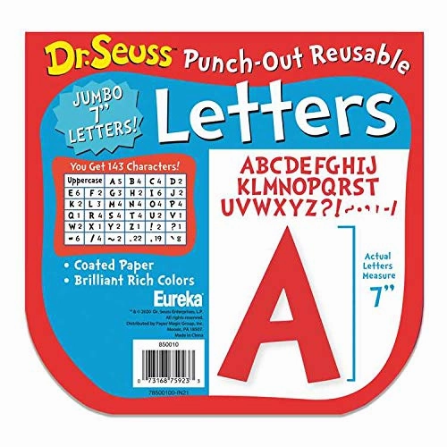 Eureka Dr. Seuss 7-inch Reusable Punch Out Deco Letters, Red, 143 Pieces (EU-850010)