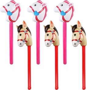 EVERMARKET 6 Pieces Inflatable Stick Horse,Inflatable Horsehead Stick Balloon Pony Stick for Christmas Horse Themed Birthday Party Decorations Supplies Favors Props Cowboy Horse Costume Stick,37 Inch