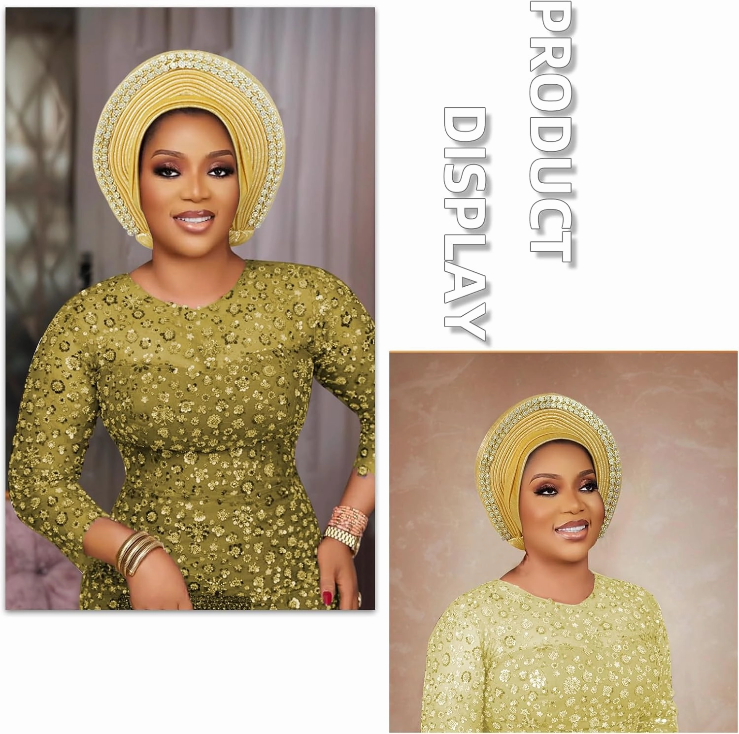 Exquisite Beaded African Headbands: Handcrafted Gele Turban Caps for Nigerian Fashion Celebrations