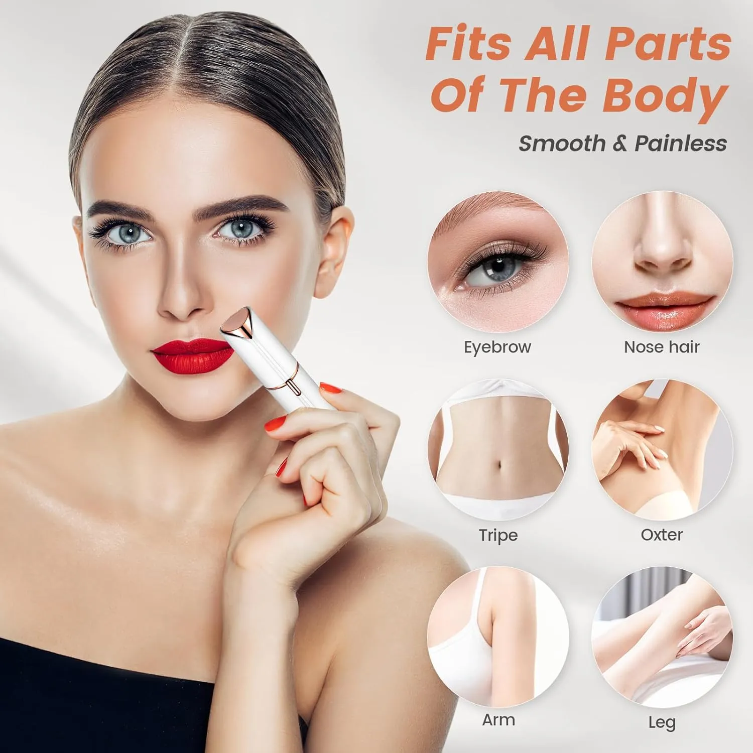 Facial Hair Remover for Women- as Seen on TV Painless Face Shaver -Mini Hair Remover, Electric Razor Shaver Portable Bikini Epilator for Lips, Chin(White 2 Heads)