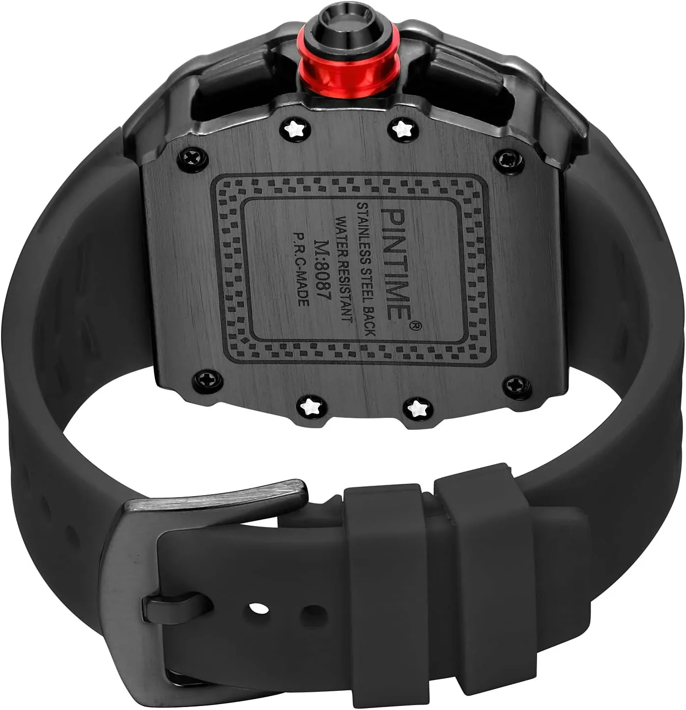 FANMIS Mens Luxury Tonneau Square Watches Analog Punk Chronograph Unique Sports Wrist Watch Japanese Movement Luminous Design with Rubber Band
