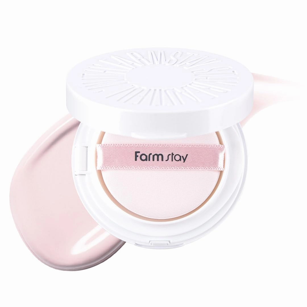 Farmstay Glow Pink Tone-Up Cushion – Lightweight Coverage, Even Skin Tone, Korean Beauty Cushion Compact for a Radiant Look 0.52 oz. /15g