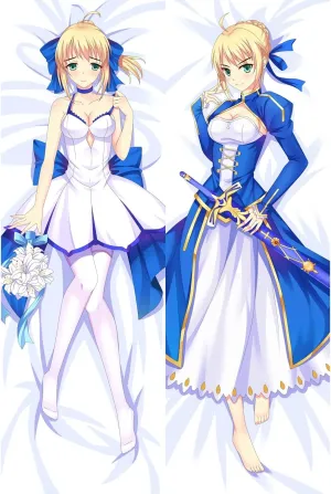 Fate Grand Order Altria Pendragon Double Sided hugs 3D Printed Pattern Cushion Cover, Princess Anime Pillowcase Dakimakura, 150x50cm Peach Skin/2WAY(Peach Skin,160x50cm(63x20in))