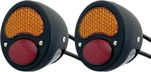 FATECIM 2X Vintage Duolamp LED Tail Light 12V Rear Stop Indicator with Turn Signals & License Plate Lamp Amber Red Lens Universal for Ford Model A Hot Street Rat Rod Classic Custom Cars Trucks Black