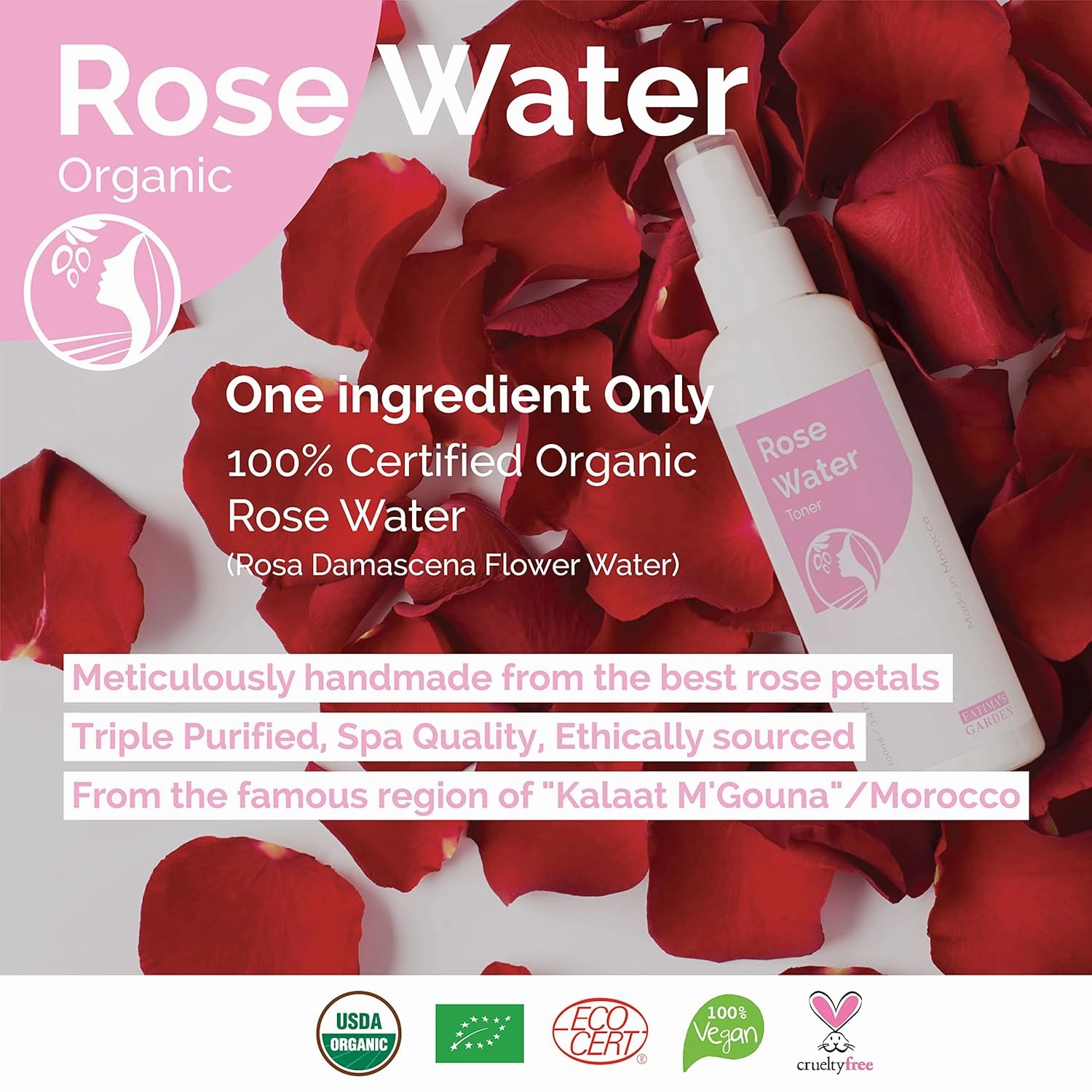 Fatima's Garden Rose Water Toner - Organic Hydrating Toner, 300ml