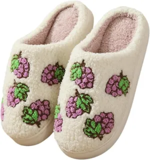 FAYUEKEY House Slippers for Women Fuzzy Mens Fruit Series Strawberry Bedroom Shoes