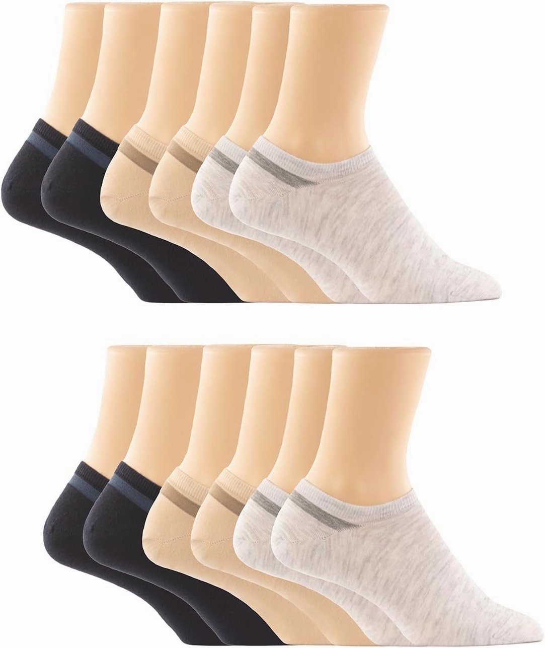 Felina Super No-Show Socks W/Heel Control 6-Pack