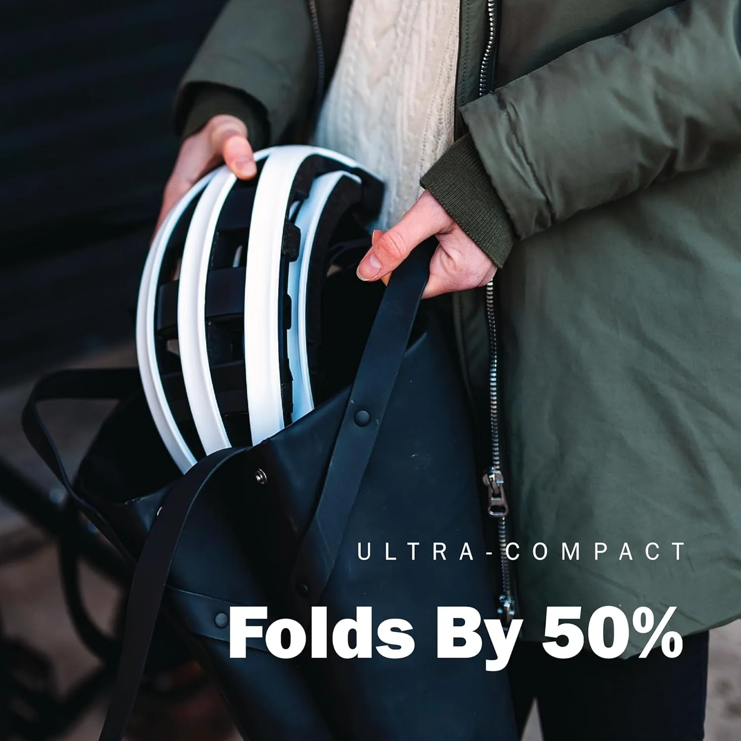 FEND One Folding Bike Helmet – 50% Collapsible, CPSC/EN1078 Certified, Award-Winning Design, for Adults, Commuters, E-Bikes, Scooters, Lightweight & Adjustable
