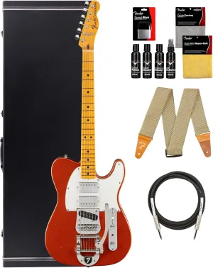Fender Stories Collection Mike Campbell Red Dog Telecaster - Red Dog Red Bundle with Case, Strap, Instrument Cable, and Guitar Cleaning Kit