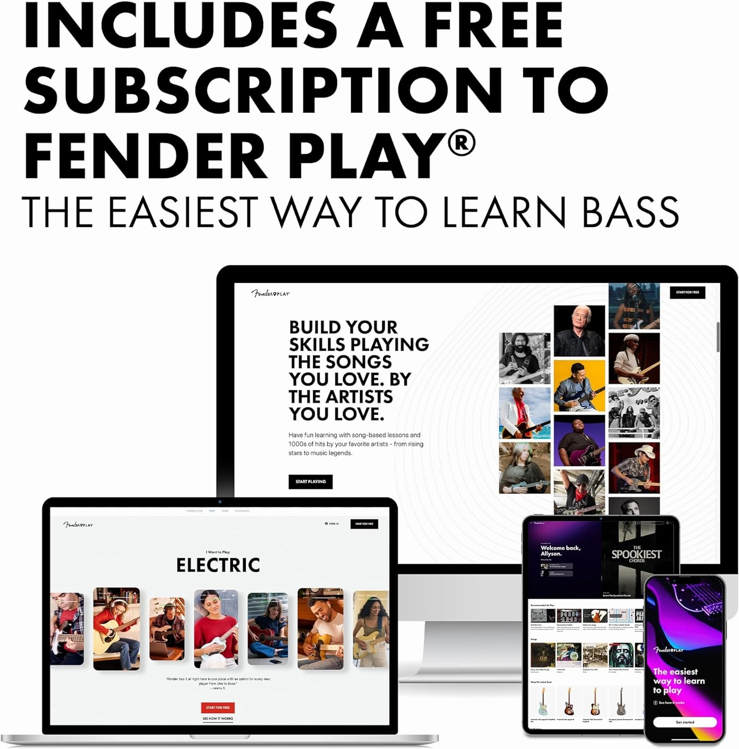 Fender Squier Debut Series Precision Bass Guitar, Beginner Guitar, with 2-Year Warranty, Includes Free Lessons, Dakota Red with Matte Finish