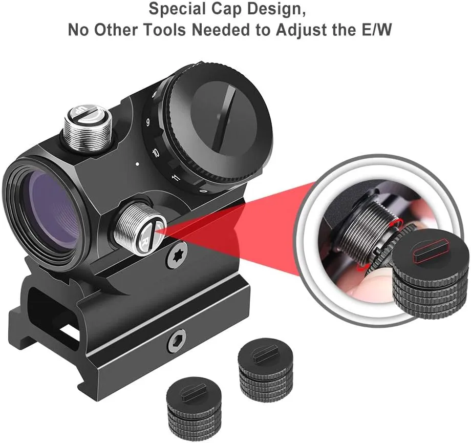Feyachi RDS-22 2 MOA Red Dot Sight Compact Red Dot Scope 1 x 22mm，Selectable with 5 Slots 0.83”Riser Mount