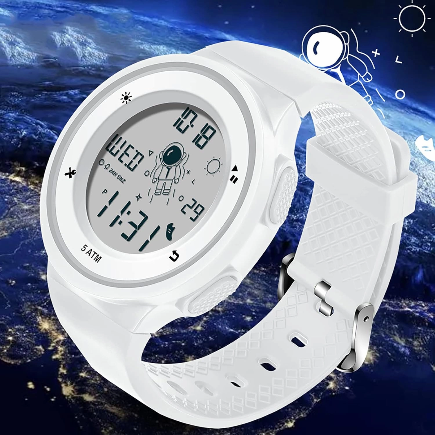 findtime Digital Electronic Watches Sports 5ATM Waterproof Watch Dual Time Display Luminous Wristwatch with Countdown Stopwatch Calendar Alarm Simple Digital Watch for Women and Men
