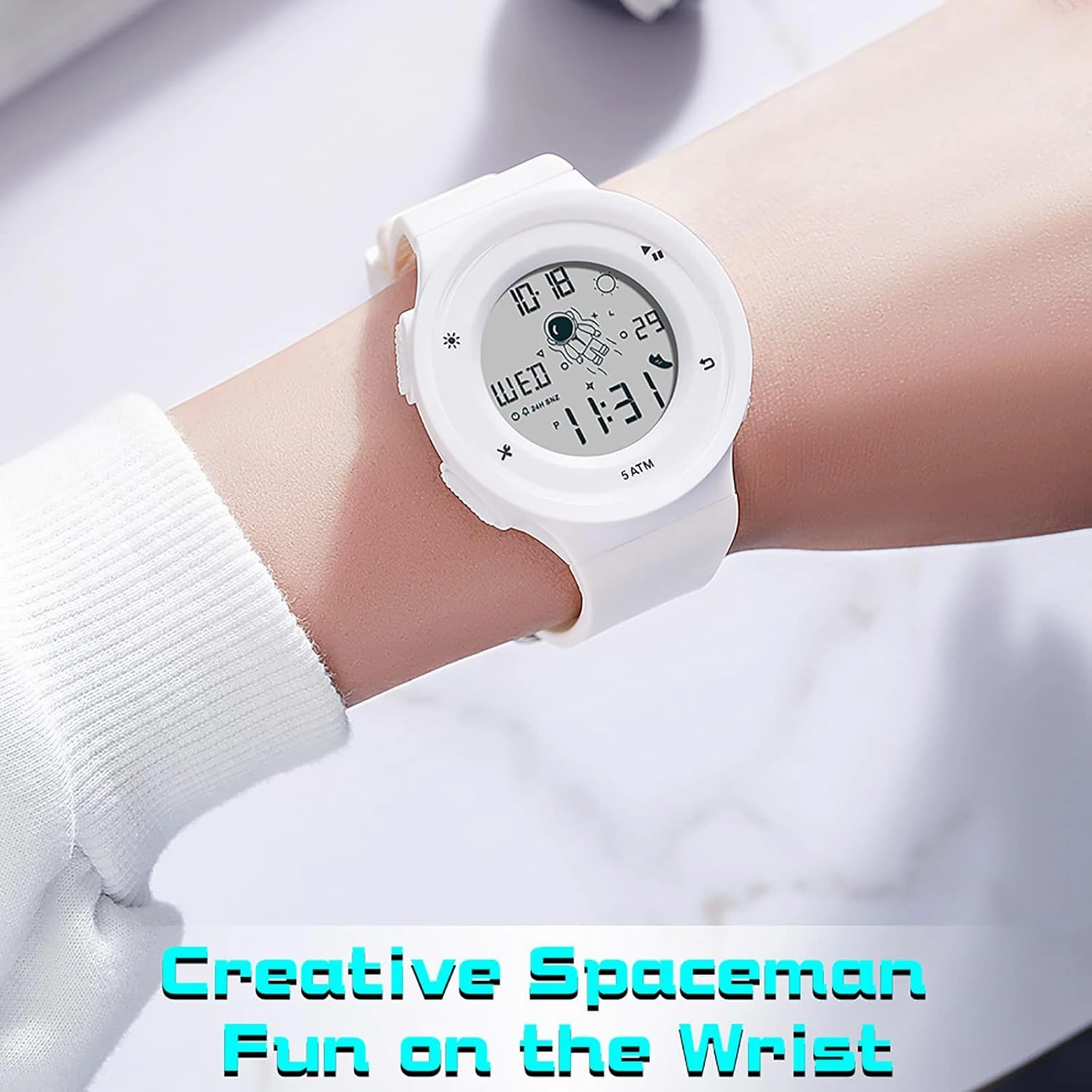 findtime Digital Electronic Watches Sports 5ATM Waterproof Watch Dual Time Display Luminous Wristwatch with Countdown Stopwatch Calendar Alarm Simple Digital Watch for Women and Men