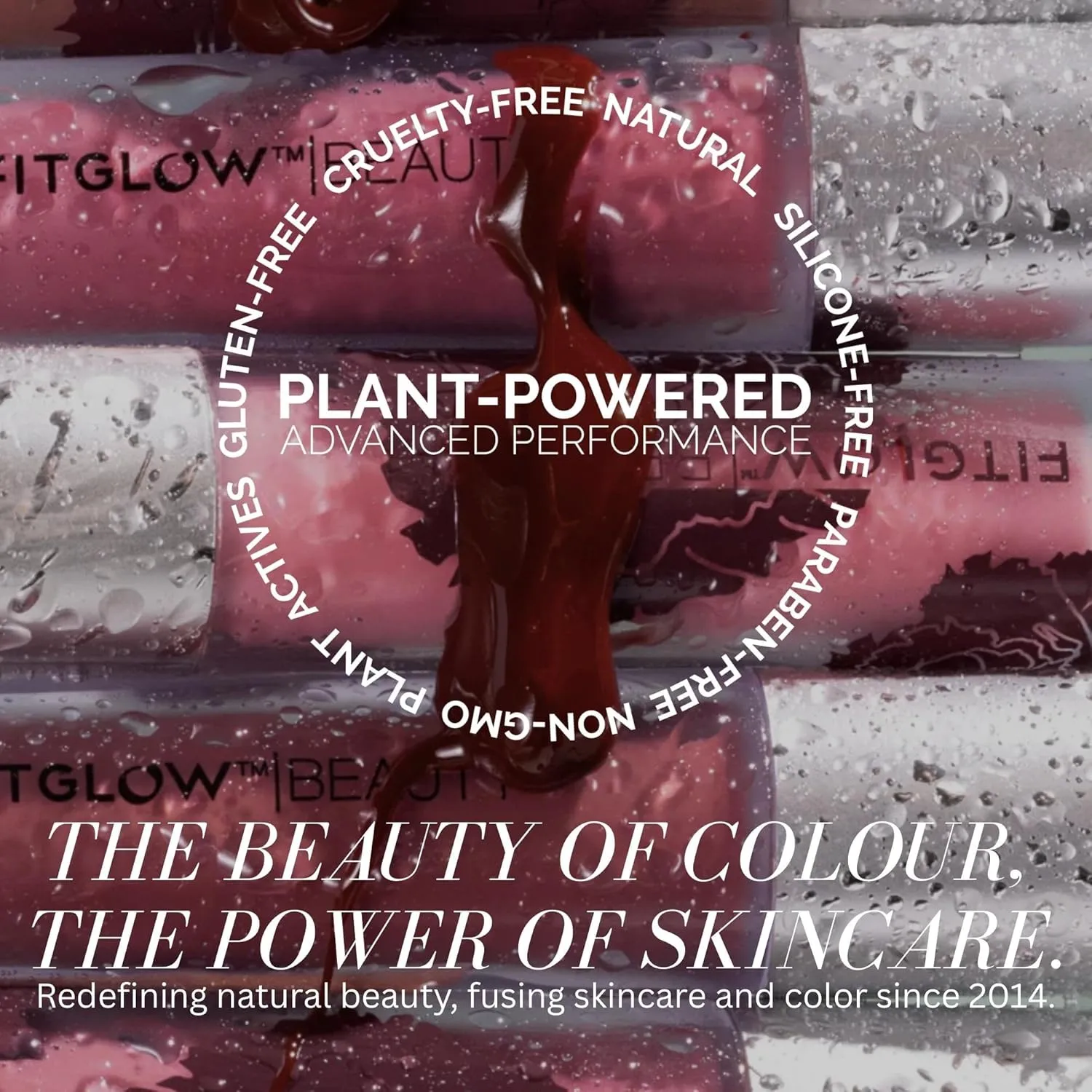 FITGLOW Beauty Lip Colour Serum | Hydrating Lip Gloss | Plumping Anti-Aging Lip Treatment | Natural Shine with Pomegranate Sterols & Collagen | Buildable Color for Dry Chapped Lips | Go - 10g