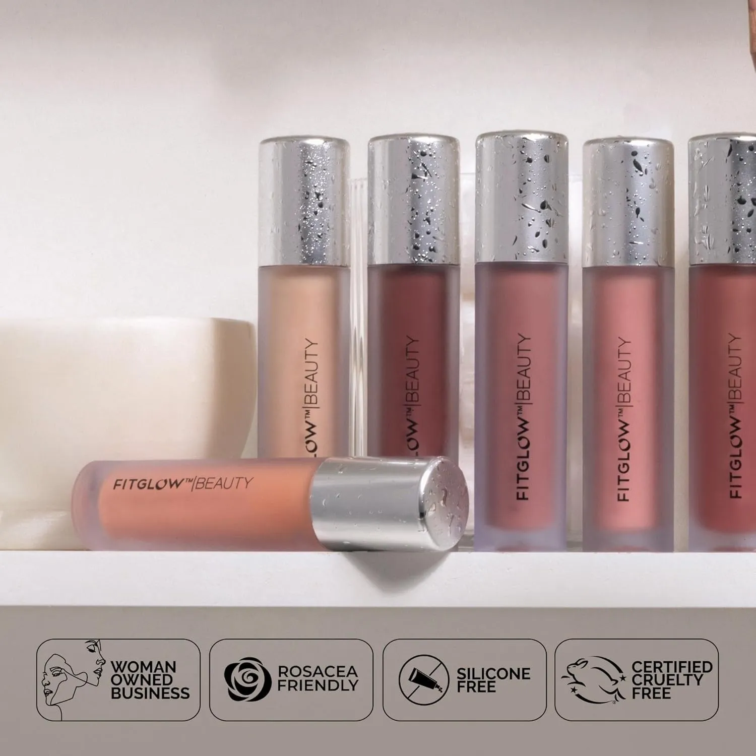 FITGLOW Beauty Lip Colour Serum | Hydrating Lip Gloss | Plumping Anti-Aging Lip Treatment | Natural Shine with Pomegranate Sterols & Collagen | Buildable Color for Dry Chapped Lips | Go - 10g