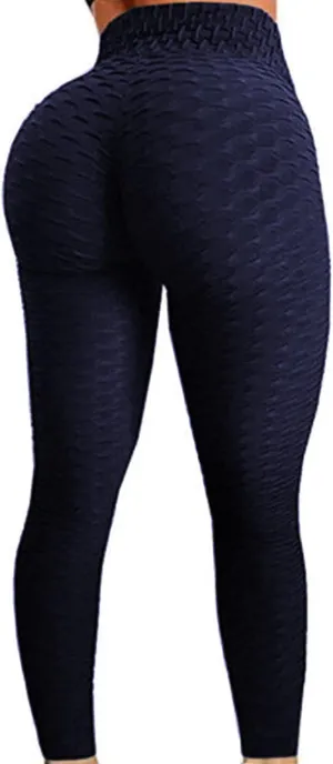 FITTOO Womens High Waist Textured Workout Leggings Booty Scrunch Yoga Pants Slimming Ruched Tights