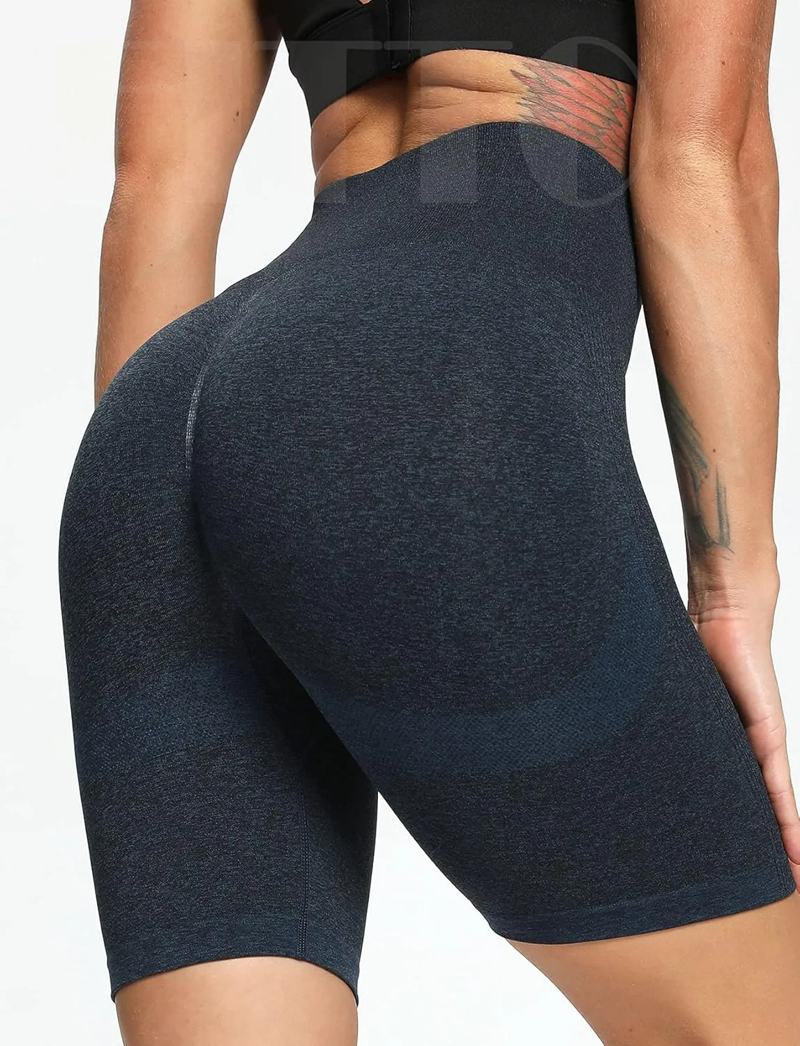 FITTOO Women's Seamless Scrunch Butt Lift Biker Shorts High Waist Booty Contour Workout Yoga Gym Shorts