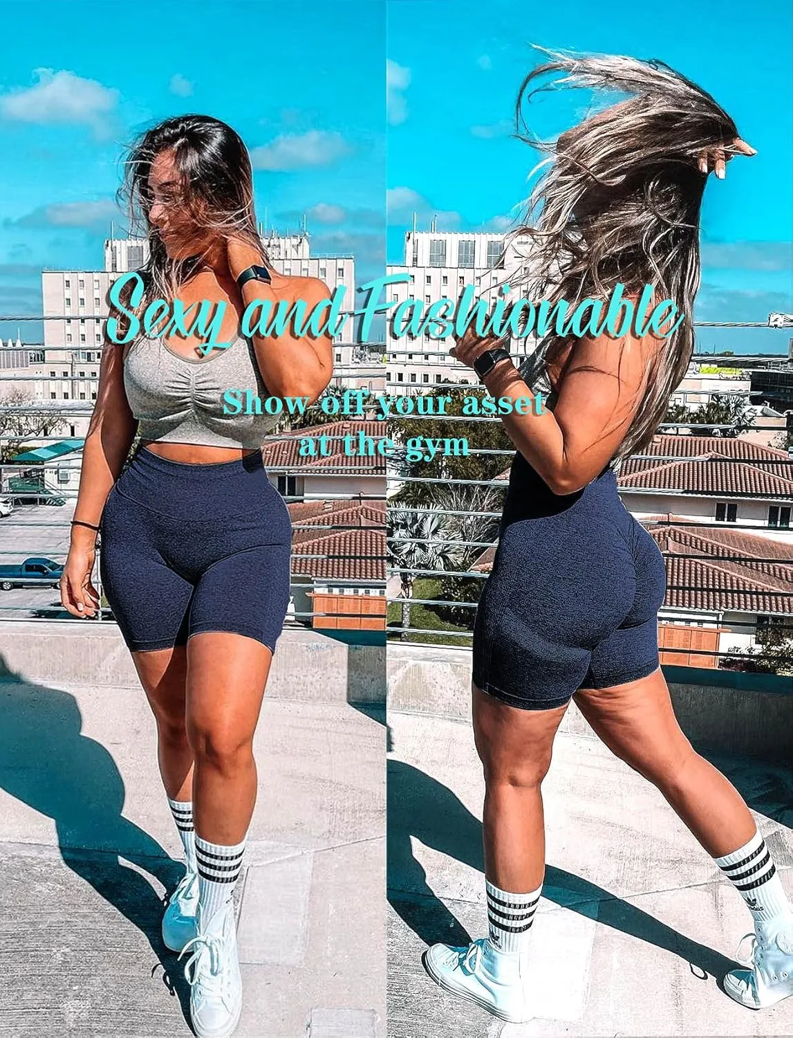 FITTOO Women's Seamless Scrunch Butt Lift Biker Shorts High Waist Booty Contour Workout Yoga Gym Shorts