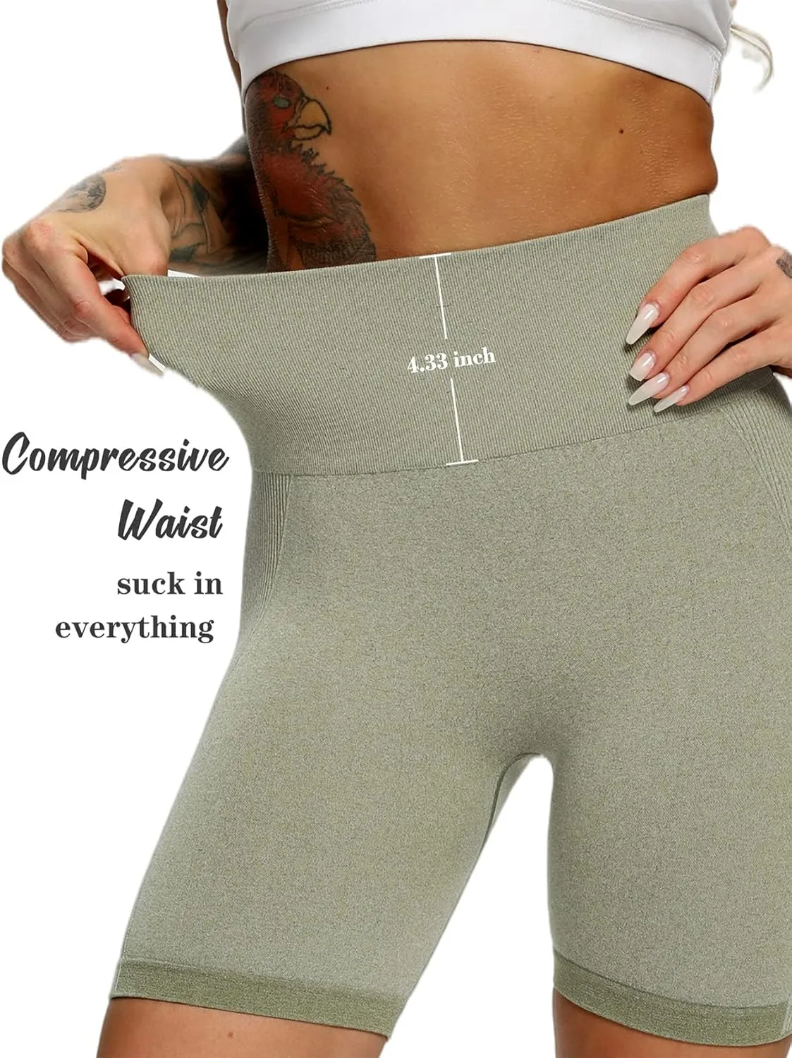 FITTOO Women's Seamless Scrunch Butt Lift Biker Shorts High Waist Booty Contour Workout Yoga Gym Shorts
