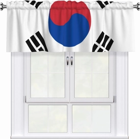 Flag of Republic of Korea Print Light Filtering Valance Curtain 54x18, Rod Pocket Short Window Panel for Kitchen, Bath