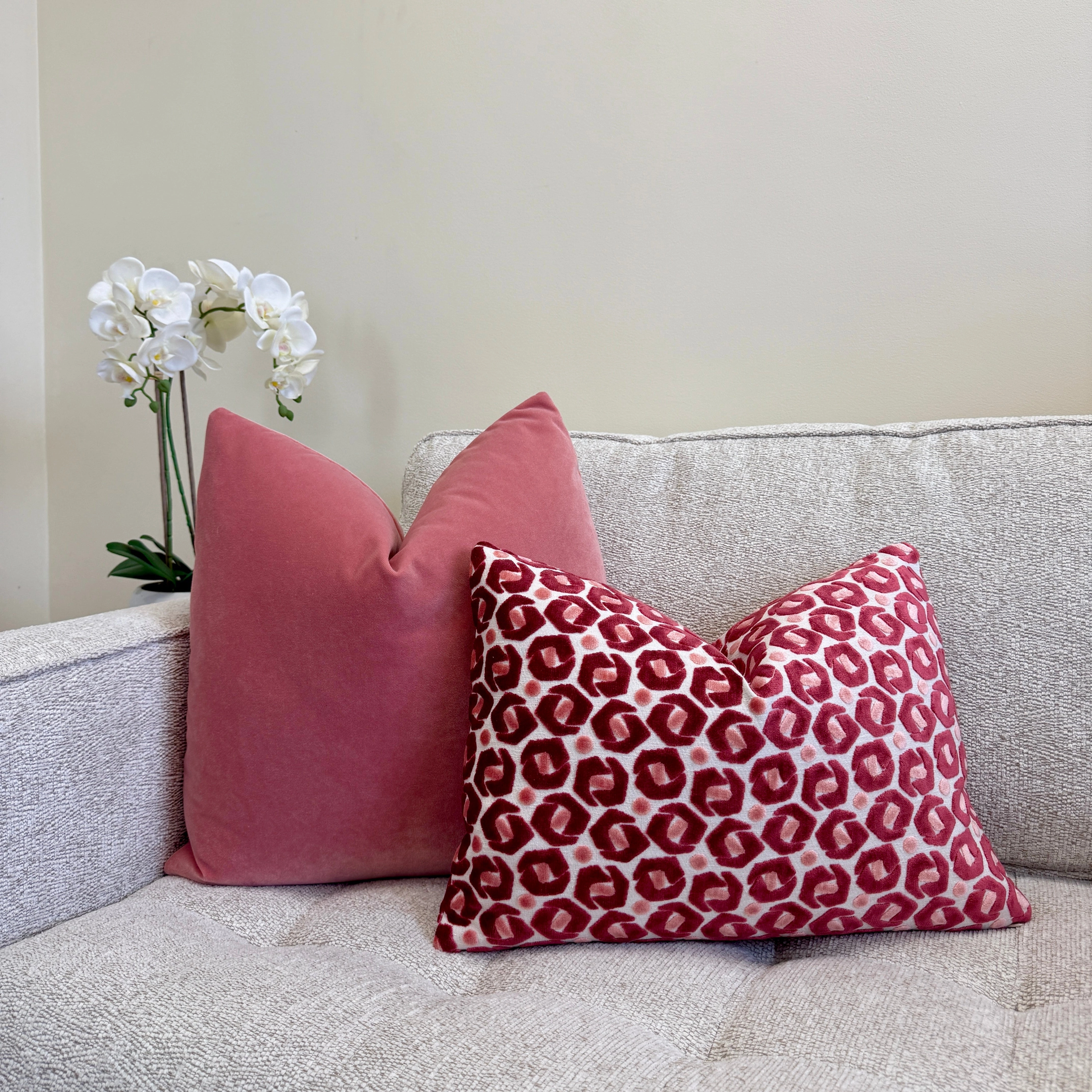 Flamingo Pink Solid Velvet Throw Pillow