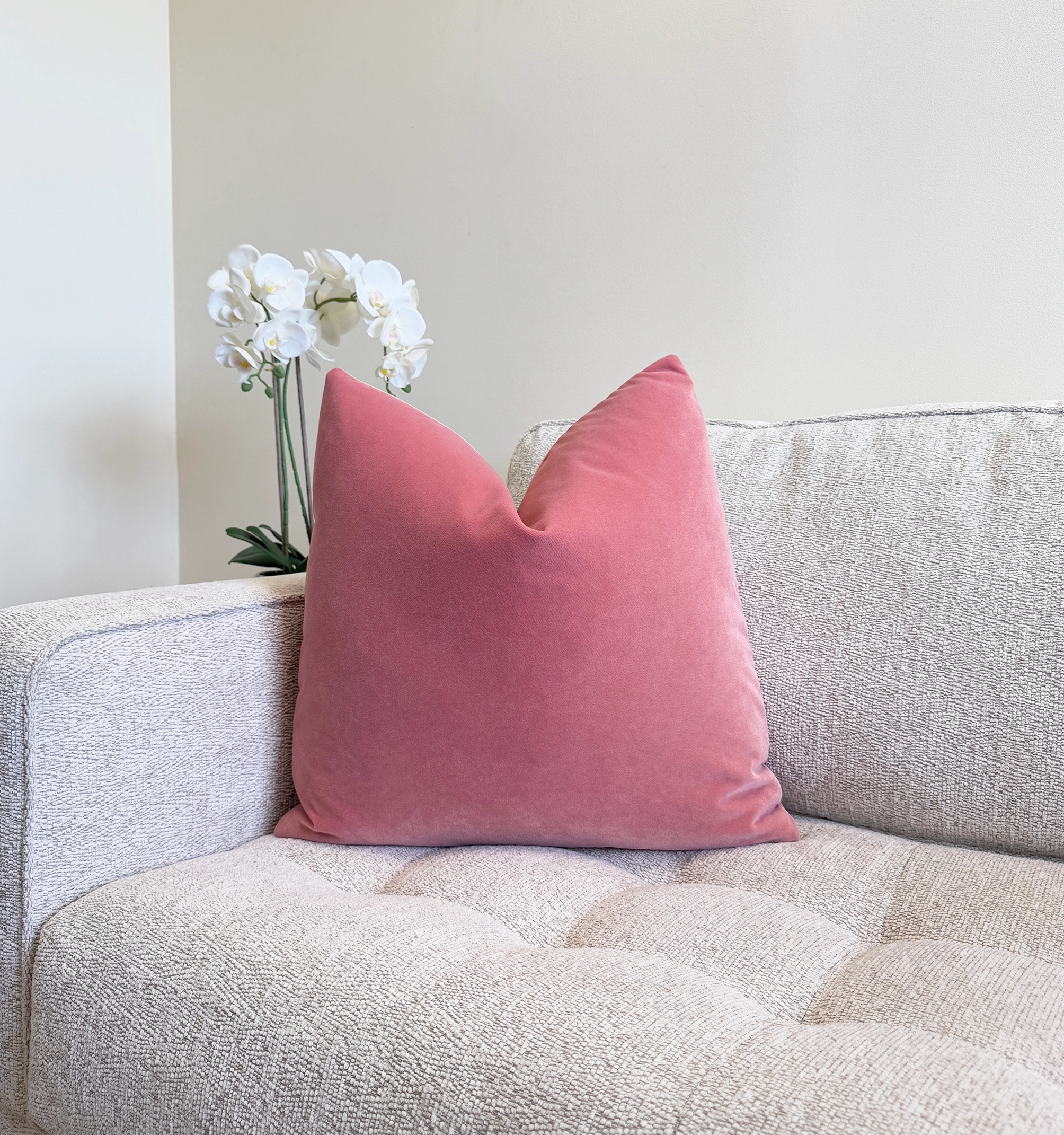 Flamingo Pink Solid Velvet Throw Pillow